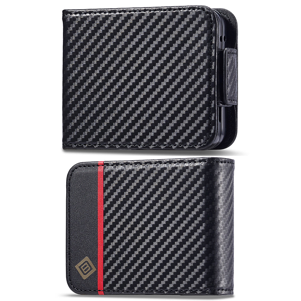 LC.IMEEKE For Samsung Galaxy Z Flip5 5G Card Holder Phone Case Carbon Fiber Texture Leather Phone Cover LC.IMEEKE For Samsung Galaxy Z Flip5 5G Card Holder Phone Case Carbon Fiber Texture Leather Phone Cover